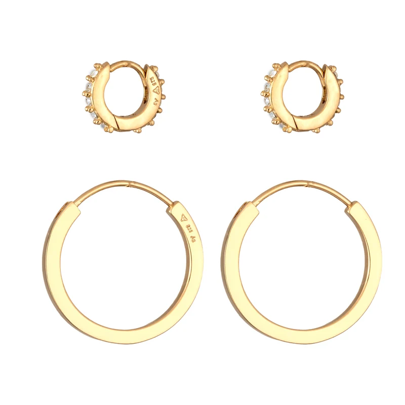 Creolen Set | Mit Kristallen von Swarovski® (Weiß)