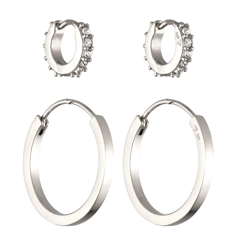 Creolen Set | Mit Kristallen von Swarovski® (Weiß)
