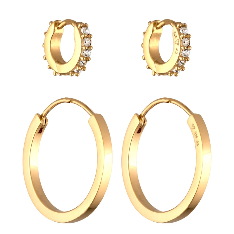 Creolen Set | Mit Kristallen von Swarovski® (Weiß)