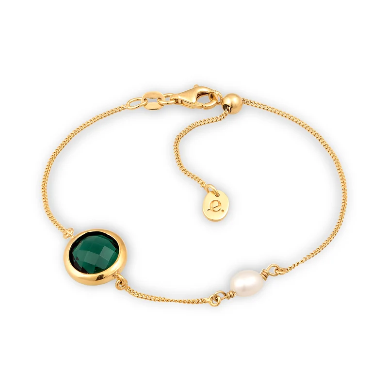 Armband | Quarz (Grün) & Süßwasserperle