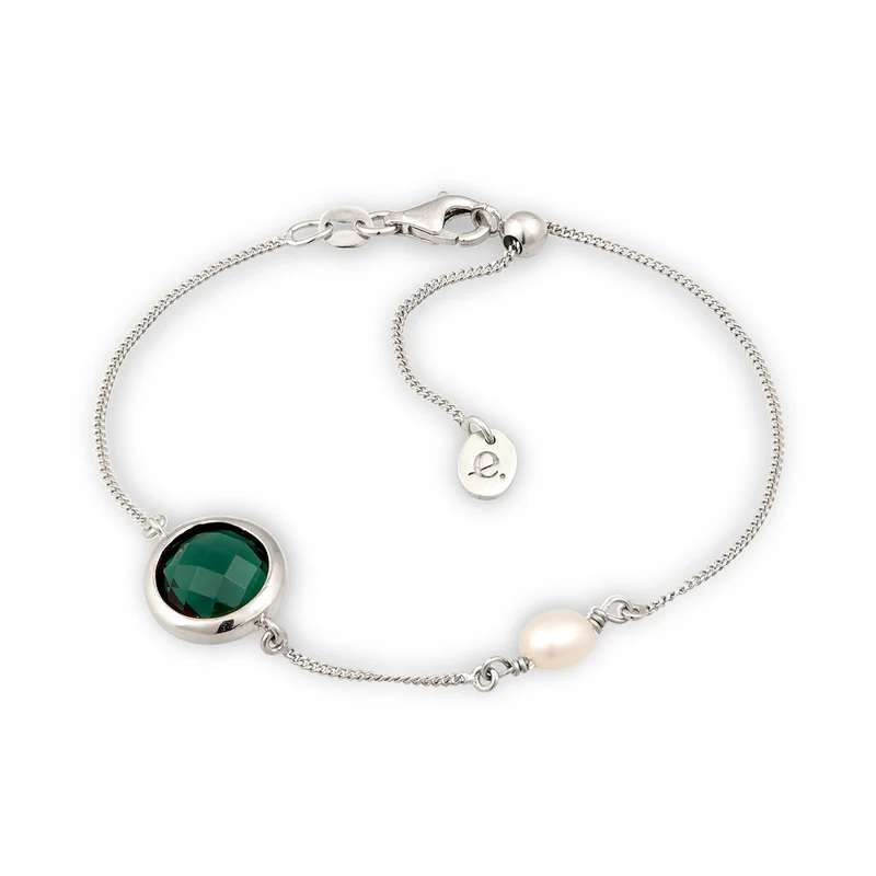 Armband | Quarz (Grün) & Süßwasserperle