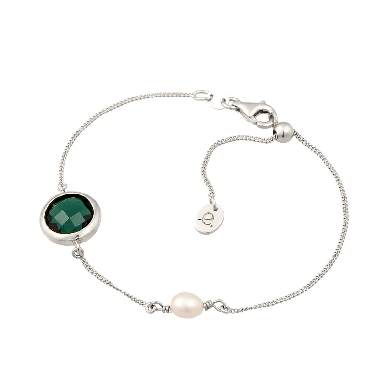 Armband | Quarz (Grün) & Süßwasserperle