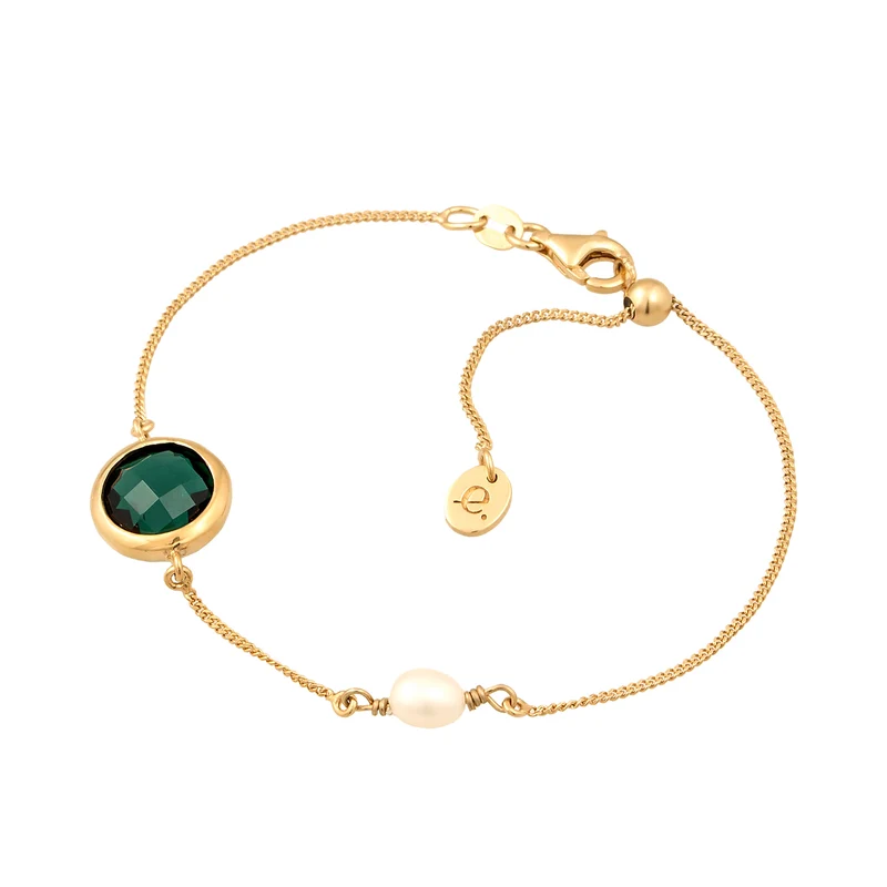 Armband | Quarz (Grün) & Süßwasserperle
