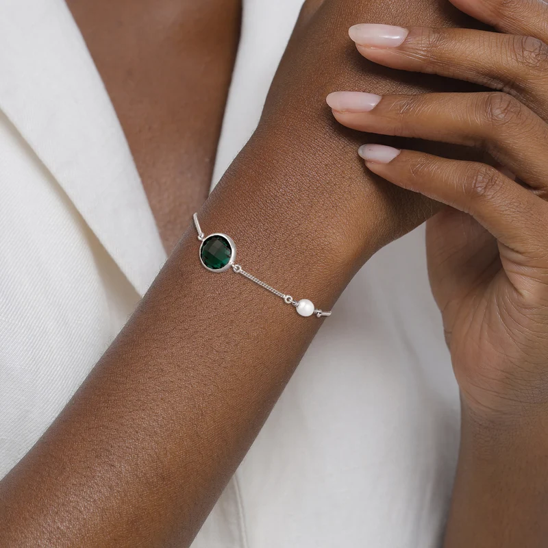 Armband | Quarz (Grün) & Süßwasserperle