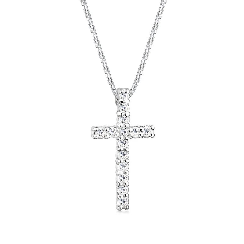 Halskette Kreuz | Mit Kristallen von Swarovski® (Weiß)
