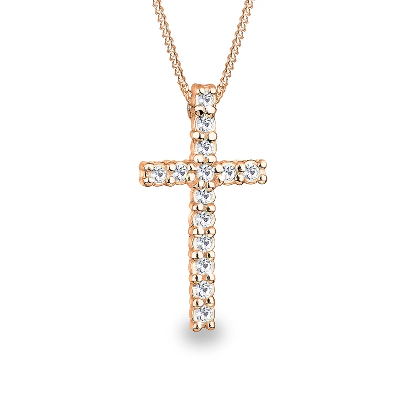 Halskette Kreuz | Mit Kristallen von Swarovski® (Weiß)
