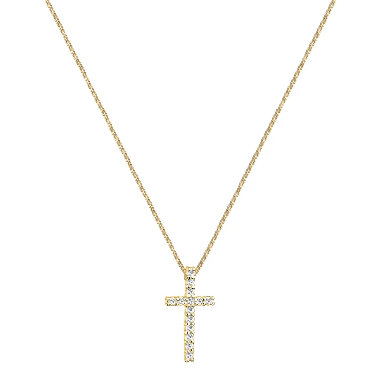Halskette Kreuz | Mit Kristallen von Swarovski® (Weiß)