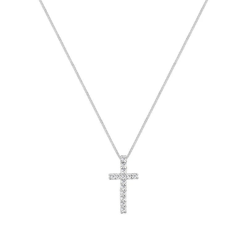 Halskette Kreuz | Mit Kristallen von Swarovski® (Weiß)