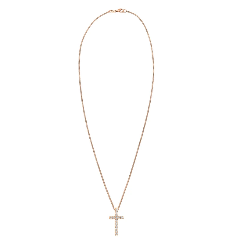 Halskette Kreuz | Mit Kristallen von Swarovski® (Weiß)