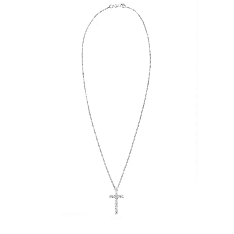 Halskette Kreuz | Mit Kristallen von Swarovski® (Weiß)