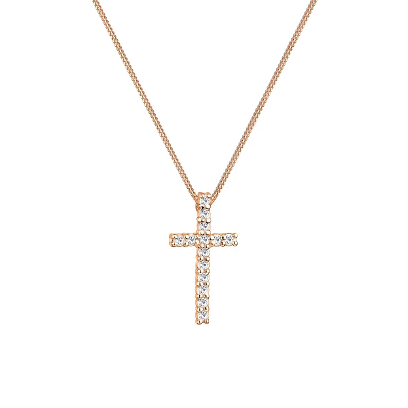 Halskette Kreuz | Mit Kristallen von Swarovski® (Weiß)