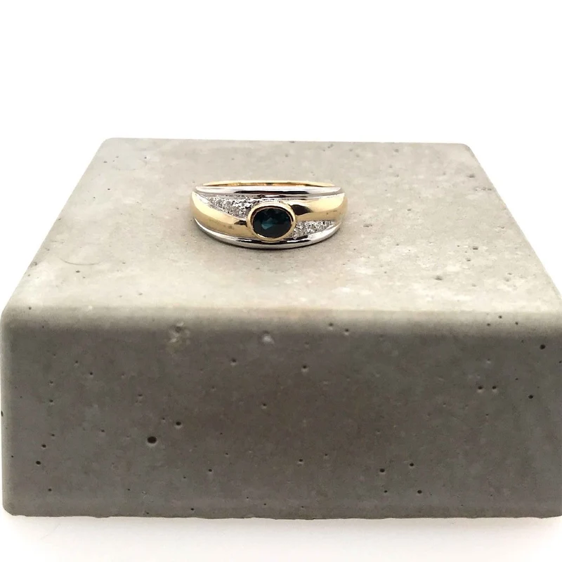 Ring Bicolor Gold 585 mit Safir & Brillanten