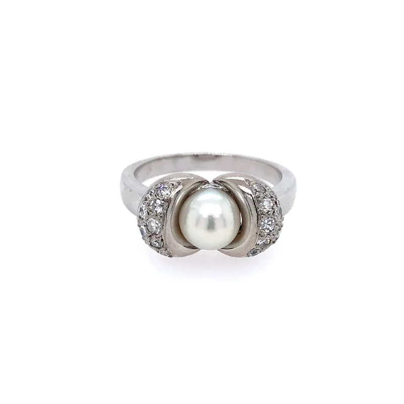 Ring Weissgold 750 mit Perle & Diamanten