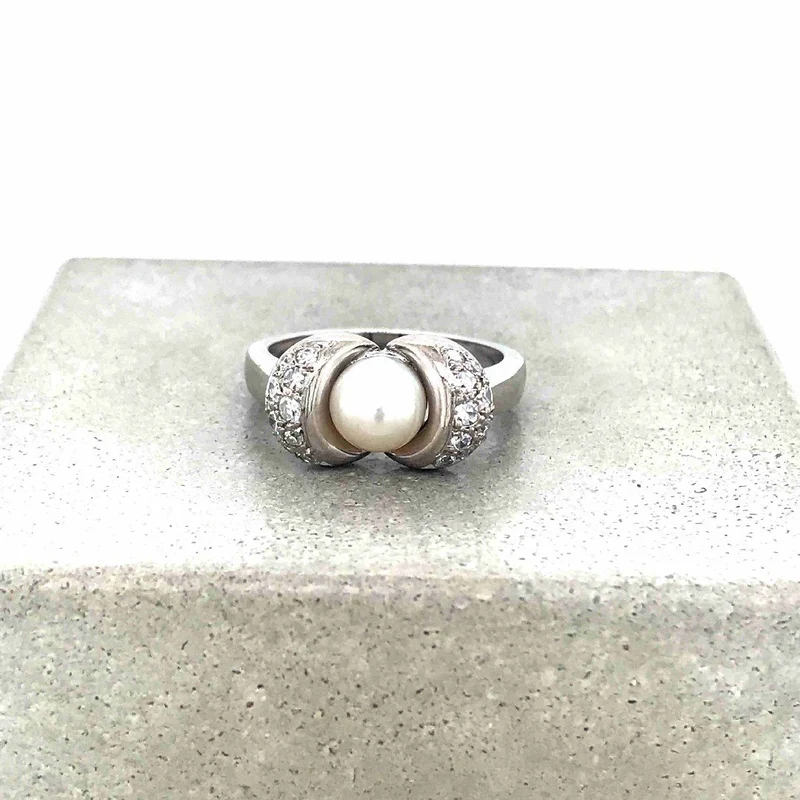 Ring Weissgold 750 mit Perle & Diamanten