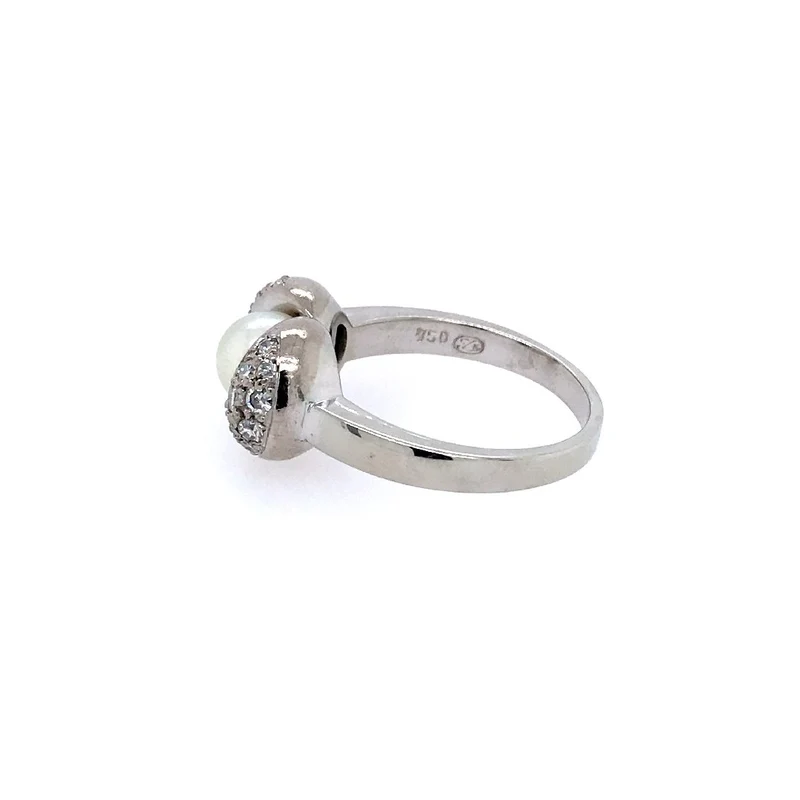Ring Weissgold 750 mit Perle & Diamanten