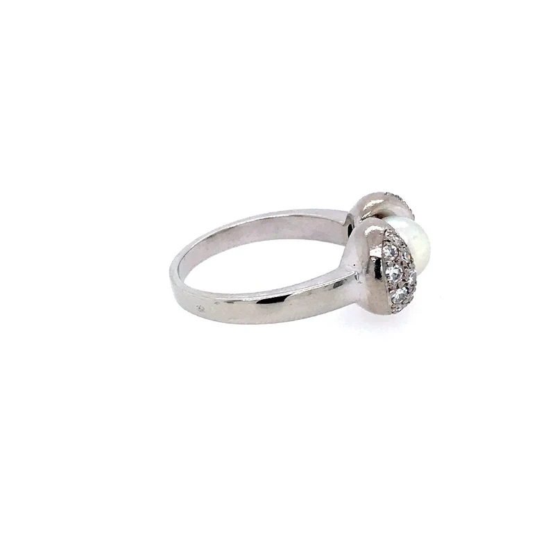 Ring Weissgold 750 mit Perle & Diamanten