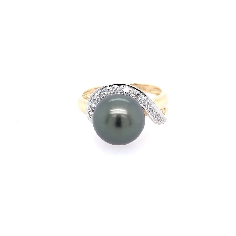 Ring Bicolor Gold 585 mit Perle & Brillanten