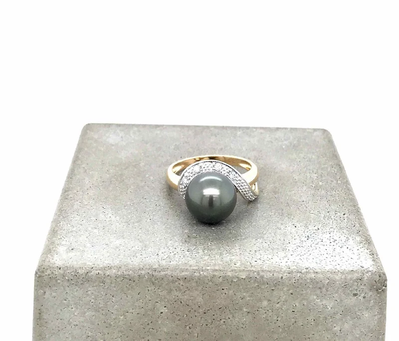 Ring Bicolor Gold 585 mit Perle & Brillanten