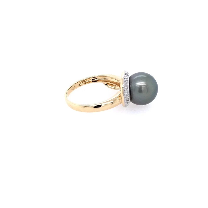 Ring Bicolor Gold 585 mit Perle & Brillanten