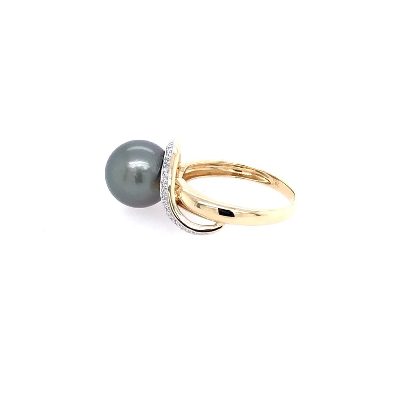 Ring Bicolor Gold 585 mit Perle & Brillanten