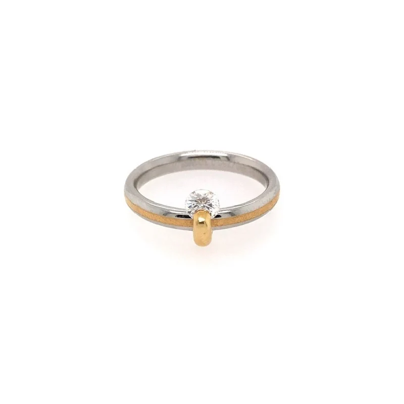 Platin Ring Bicolor mit Brillant