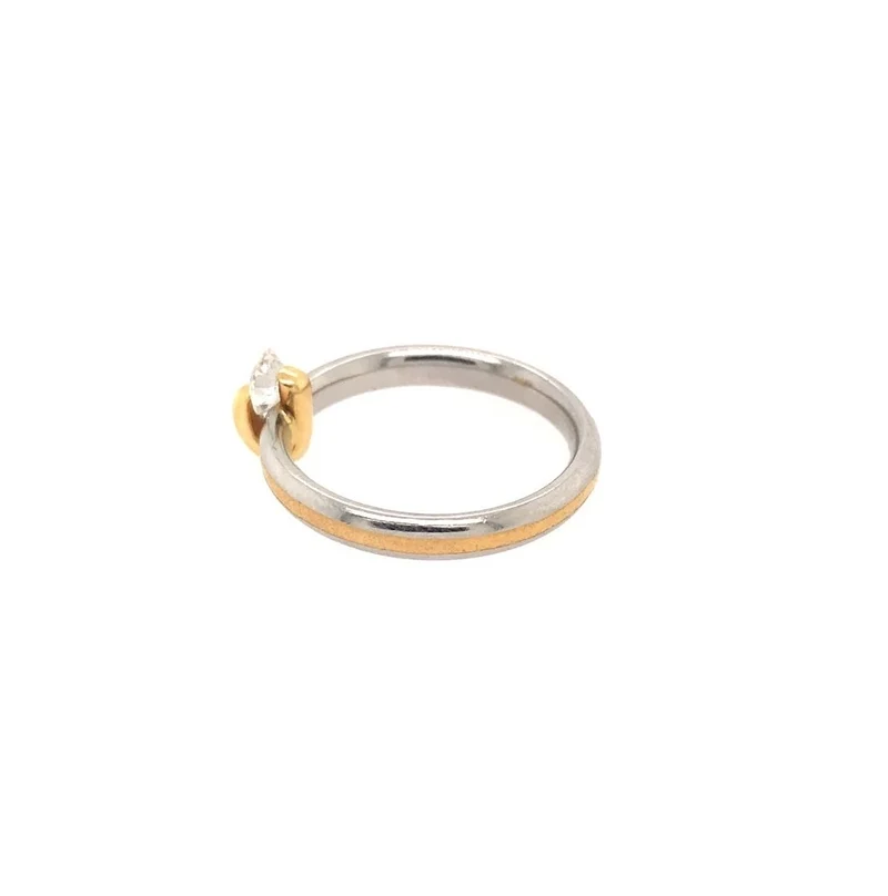 Platin Ring Bicolor mit Brillant