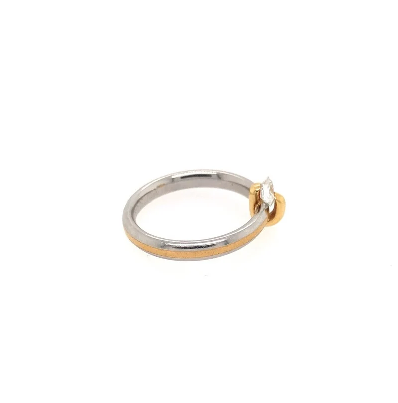 Platin Ring Bicolor mit Brillant