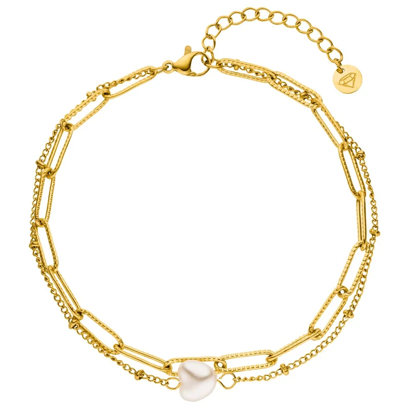 Pearl Link Fußkette | 18K vergoldet