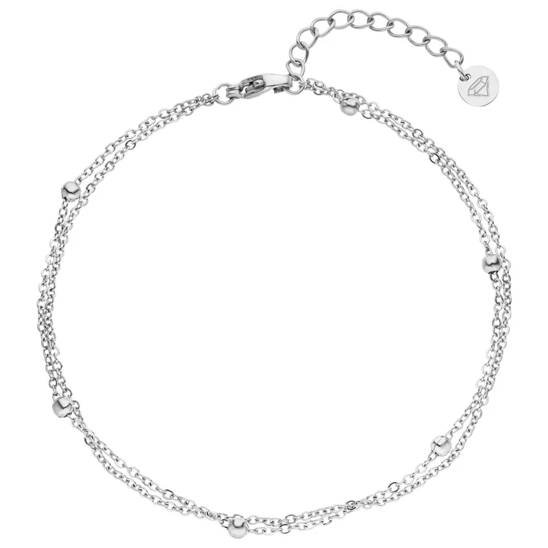 Double Beads Fußkette | 18K vergoldet