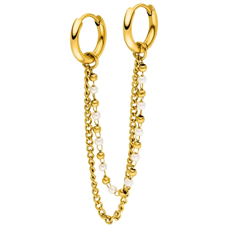 Pearl Chain Ohrringe | 18K vergoldet
