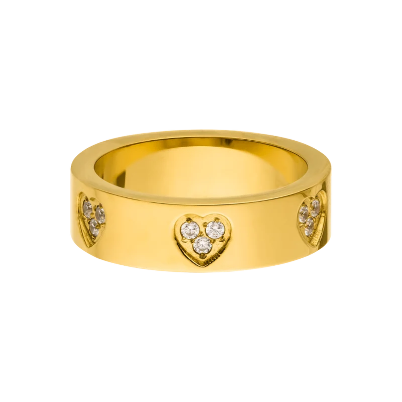 Timeless Pave Heart Ring 18K Vergoldet
