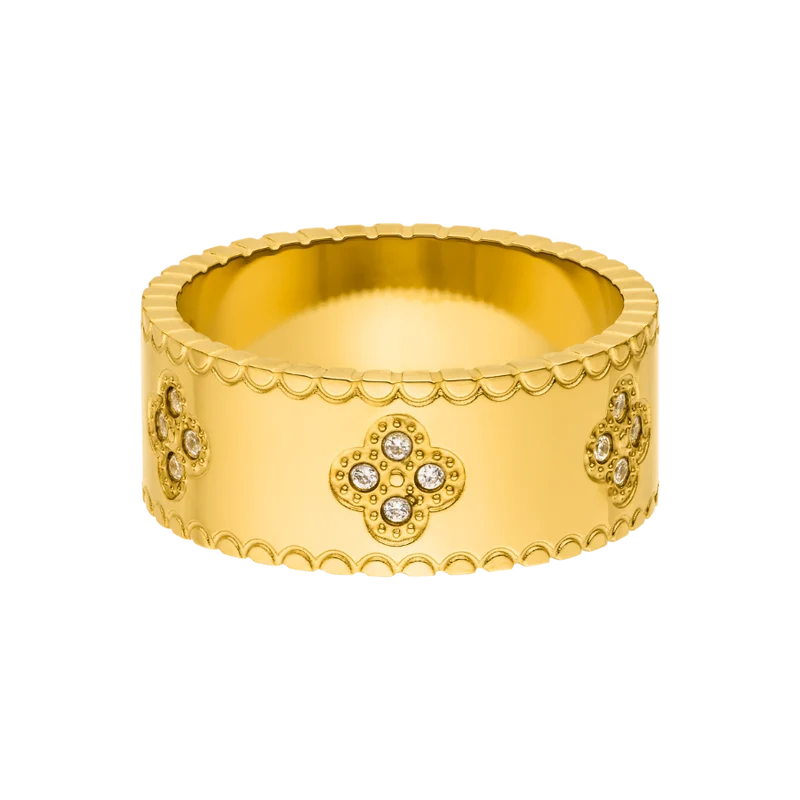 Timeless Pave Flower Ring 18K Vergoldet