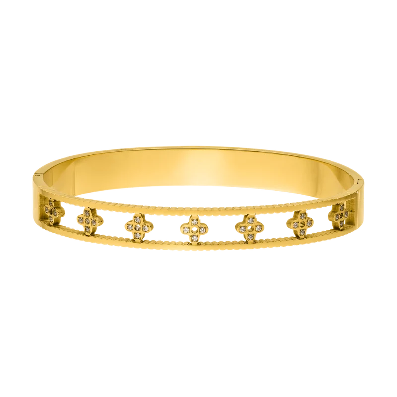 Timeless Pave Flower Armreif 18K Vergoldet
