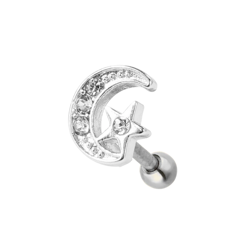 Pave Moon Ohr Piercing 18K Vergoldet