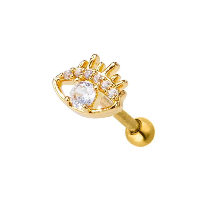Pave Eye Ohr Piercing 18K Vergoldet