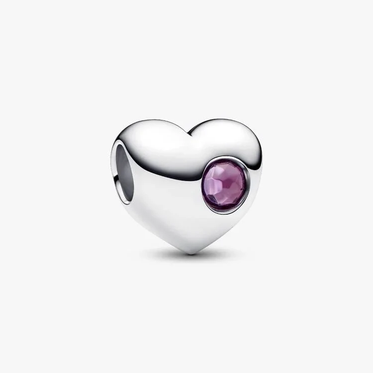Engravable February Birthstone Heart Charms
