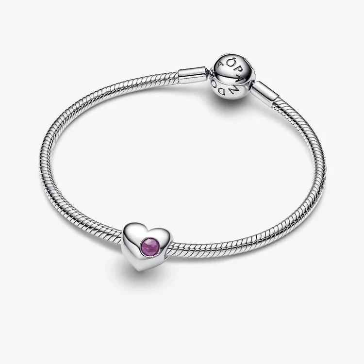 Engravable February Birthstone Heart Charms