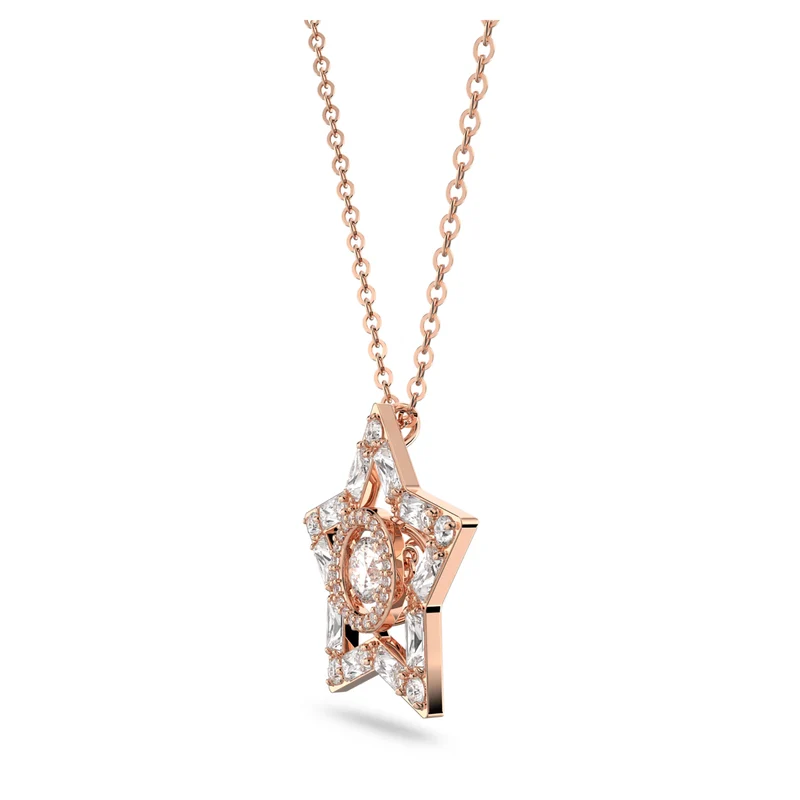 Stella Star Necklace & Earrings Set with Mixed-Cut White Crystal in Rose Gold