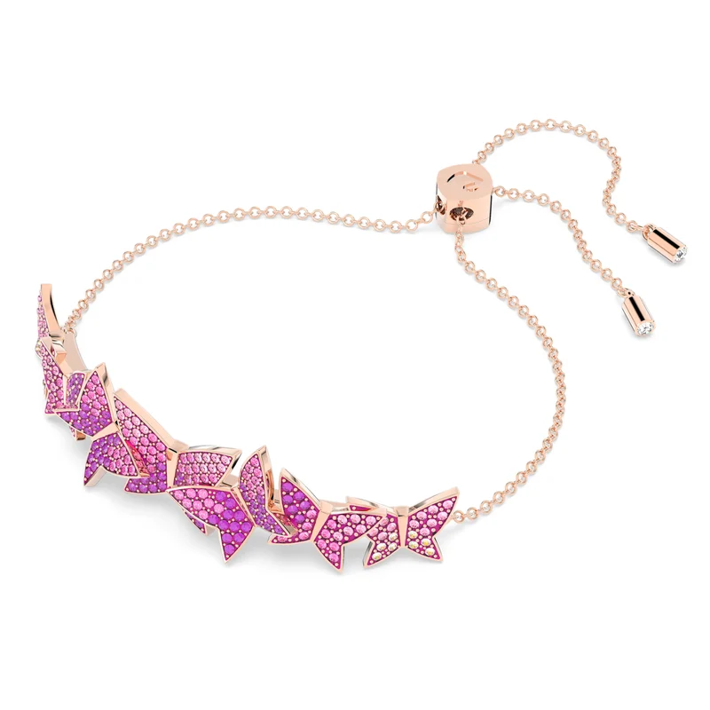 Idyllia Lilia Butterfly Bracelet with Pink Crystal in Rose Gold