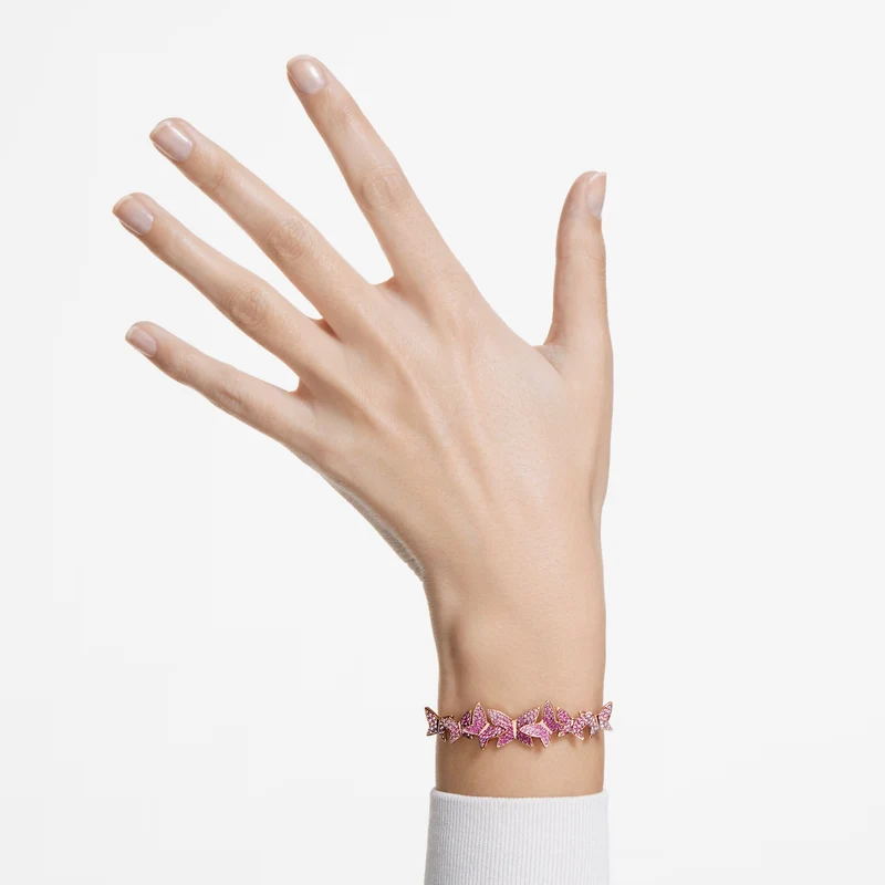 Idyllia Lilia Butterfly Bracelet with Pink Crystal in Rose Gold