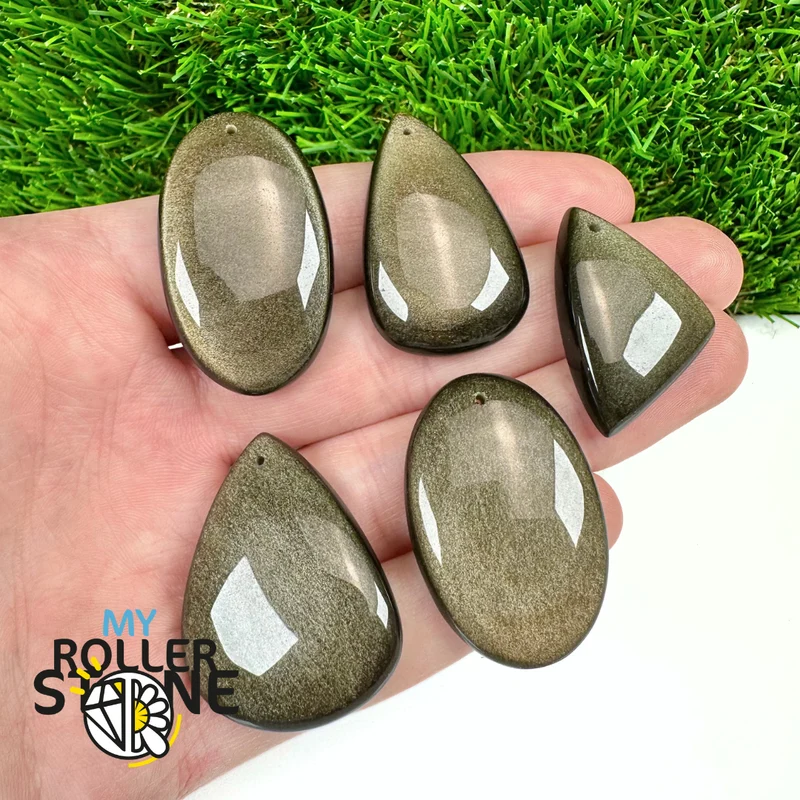 5A Goldener Obsidian Anhänger gebohrt