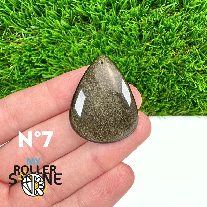 5A Goldener Obsidian Anhänger gebohrt