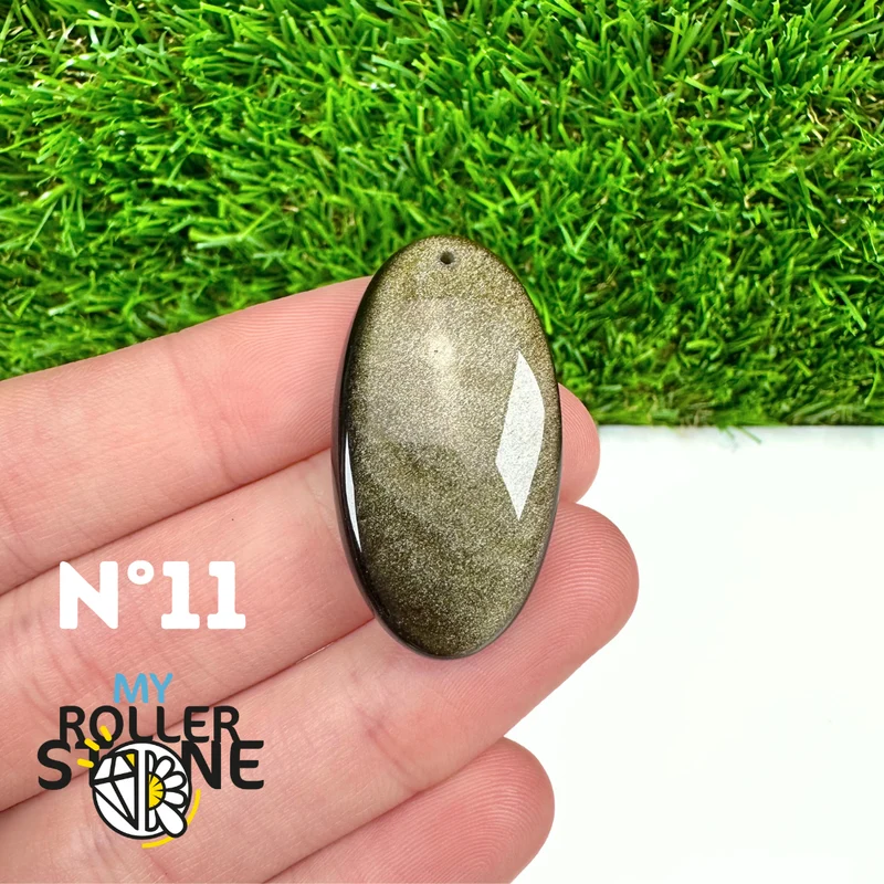 5A Goldener Obsidian Anhänger gebohrt