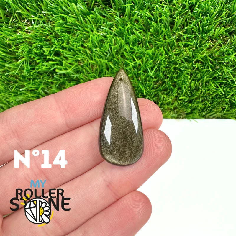 5A Goldener Obsidian Anhänger gebohrt