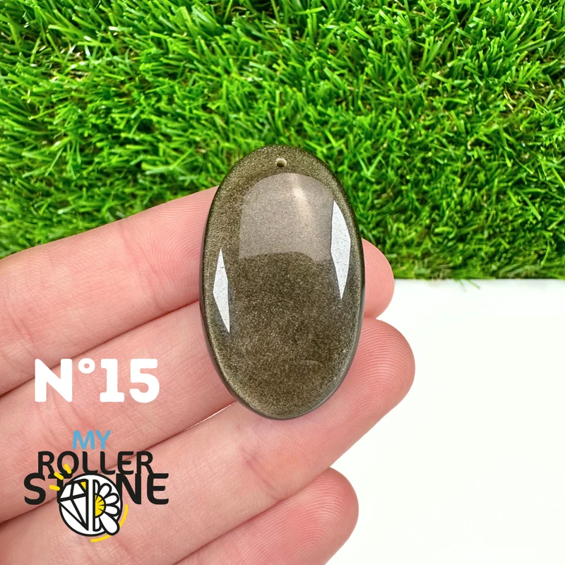 5A Goldener Obsidian Anhänger gebohrt