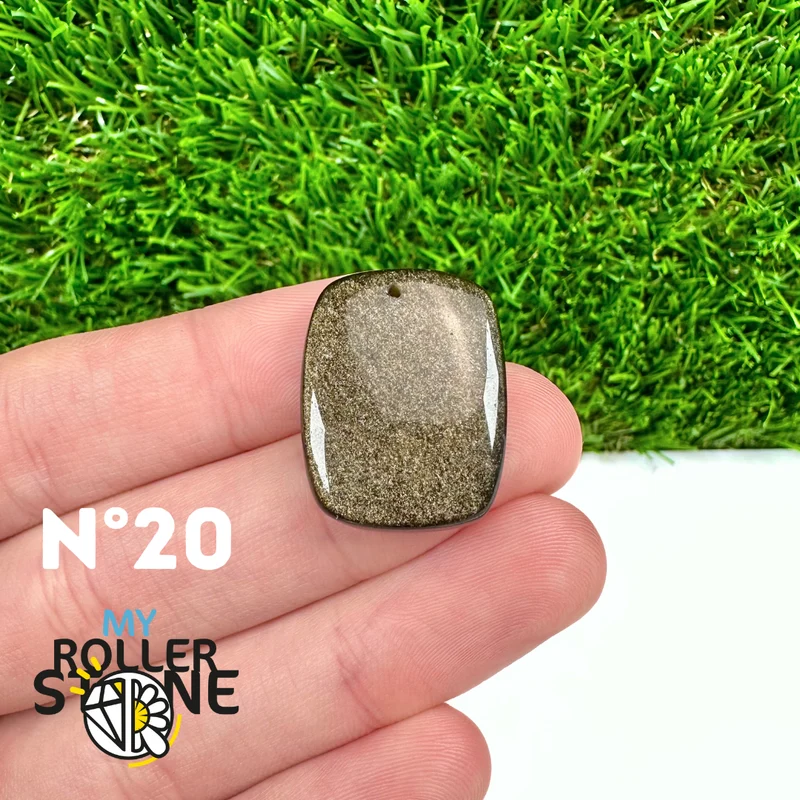 5A Goldener Obsidian Anhänger gebohrt