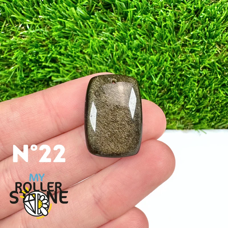5A Goldener Obsidian Anhänger gebohrt