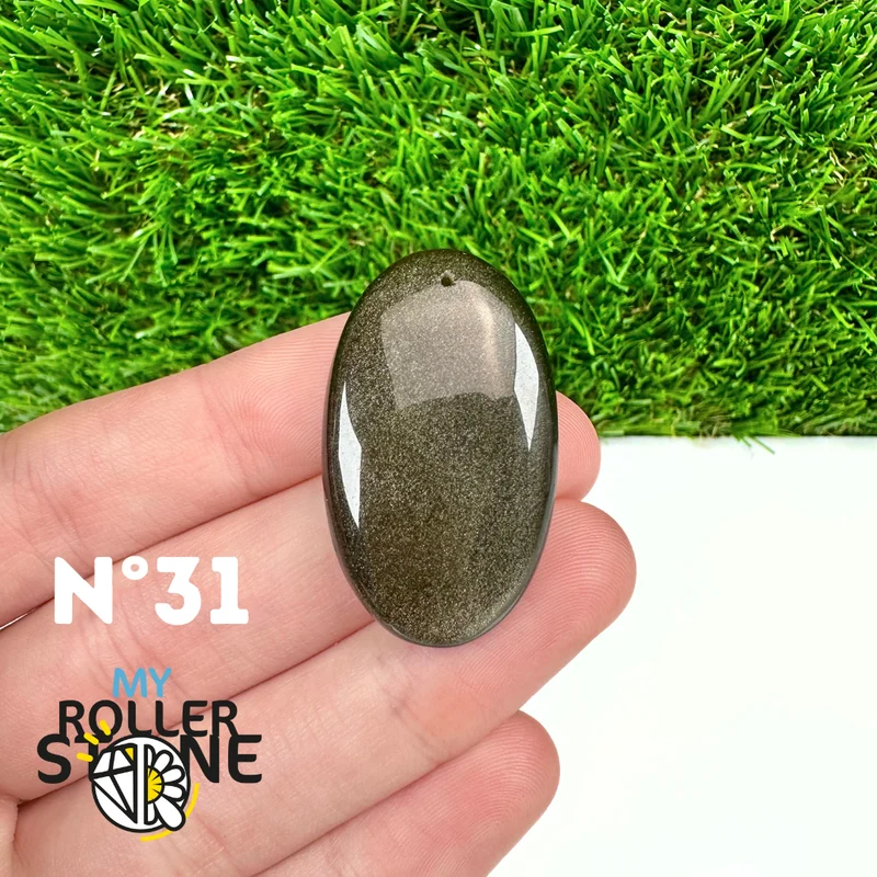 5A Goldener Obsidian Anhänger gebohrt