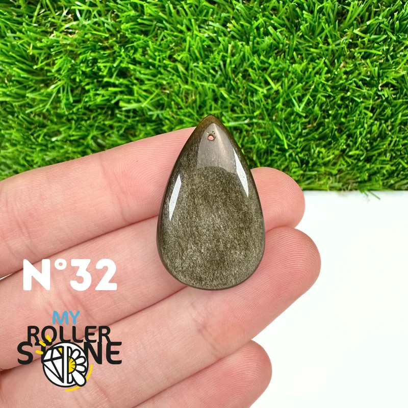 5A Goldener Obsidian Anhänger gebohrt