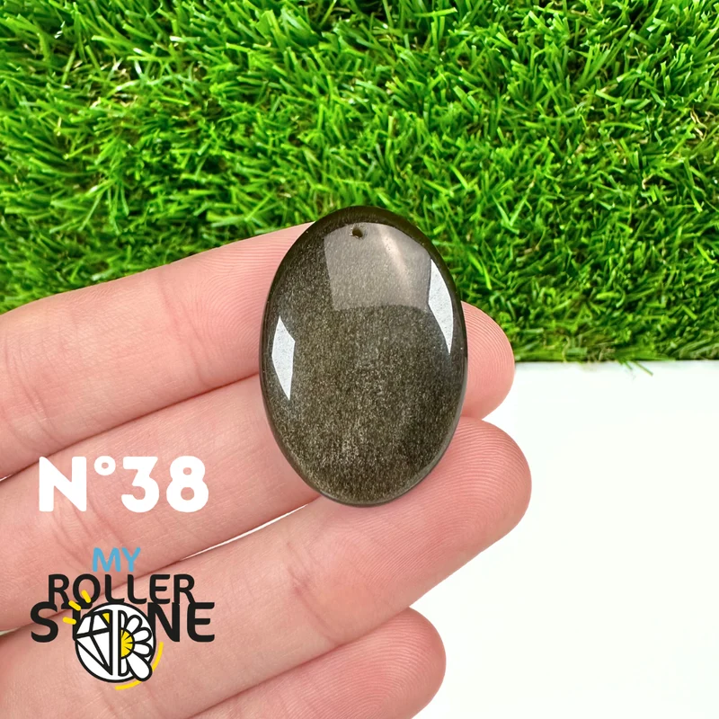 5A Goldener Obsidian Anhänger gebohrt